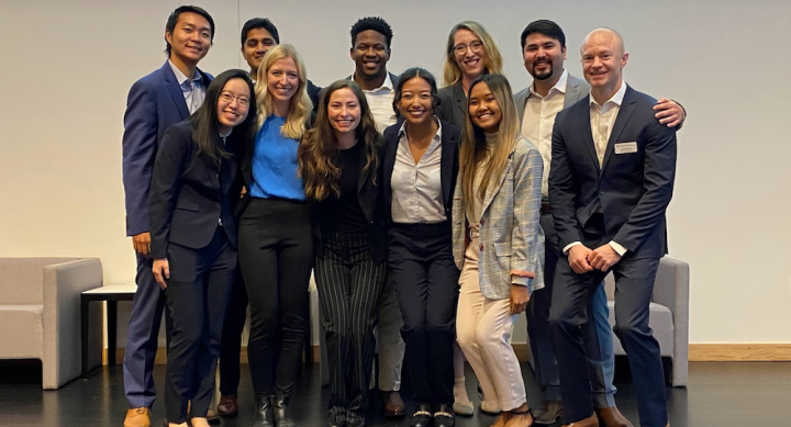 Friendly photo of all the first, second, and third place winners from the McCombs Case Competition at UT Austin.